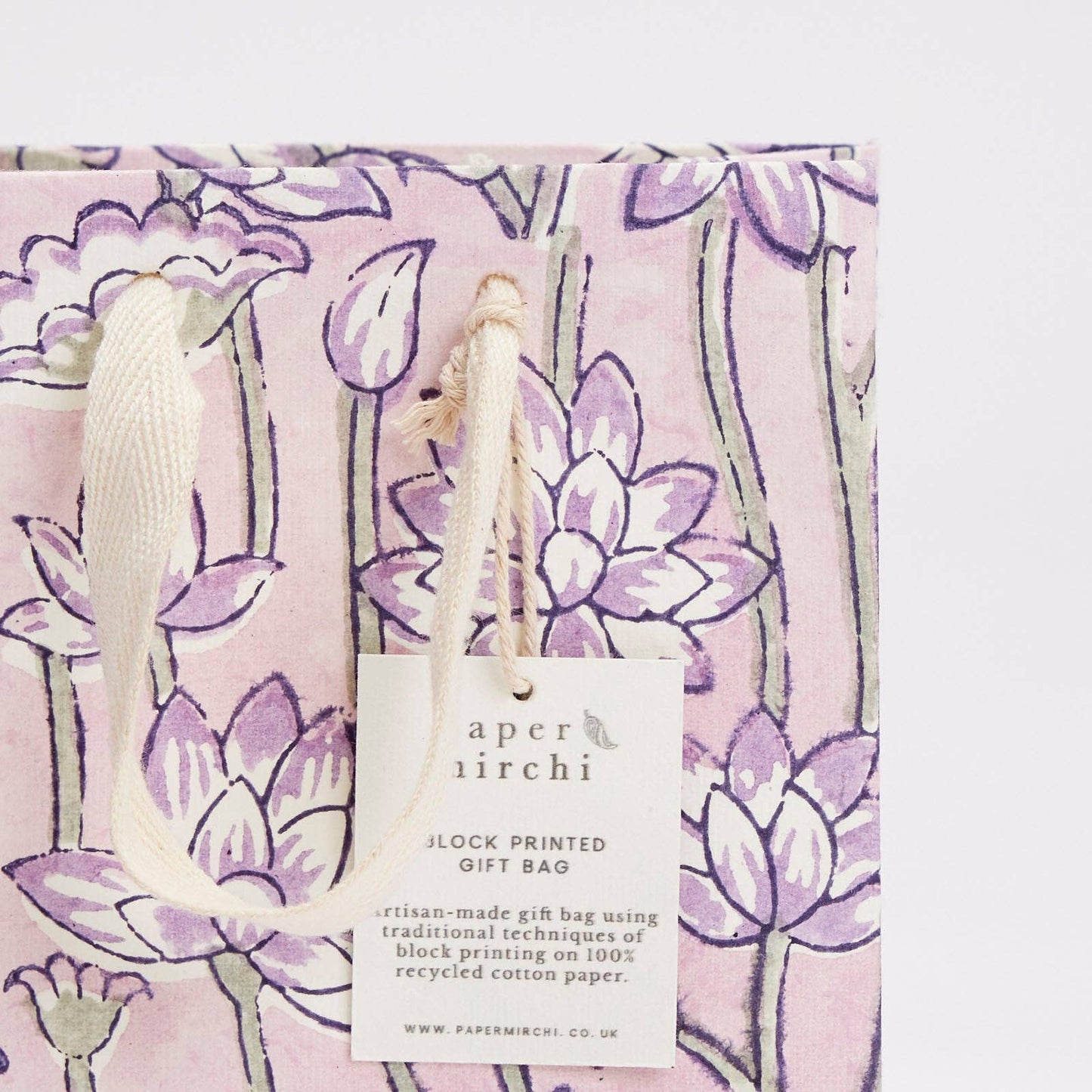 Block Printed Gift Bags (Small) - Lavender