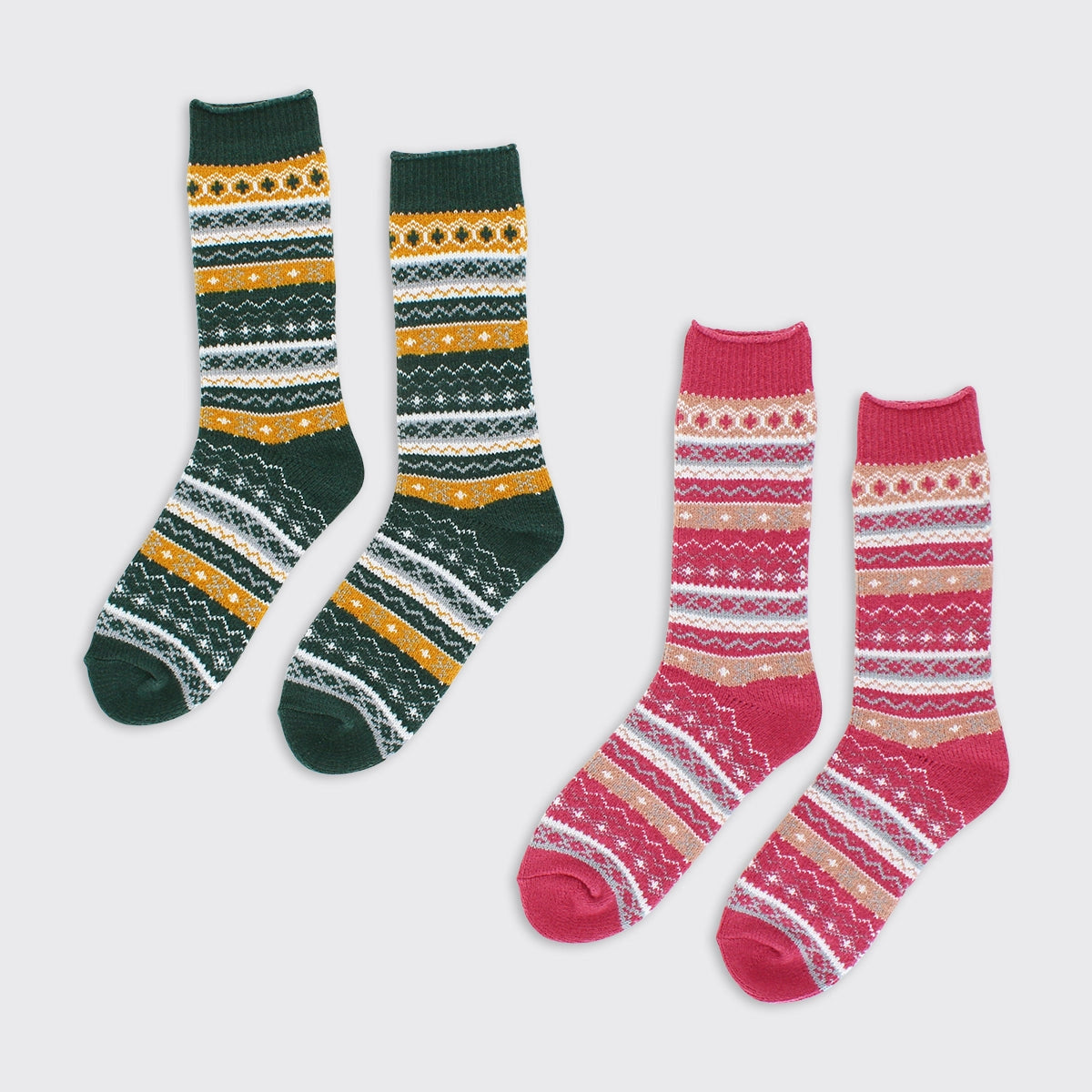 Chloe Fairisle Super Soft Socks - Pink