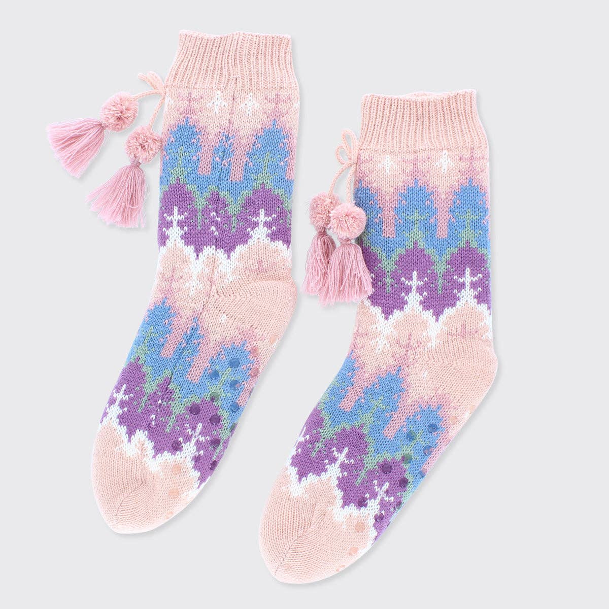 Pastel Cloud Slipper Socks - Pink Multi