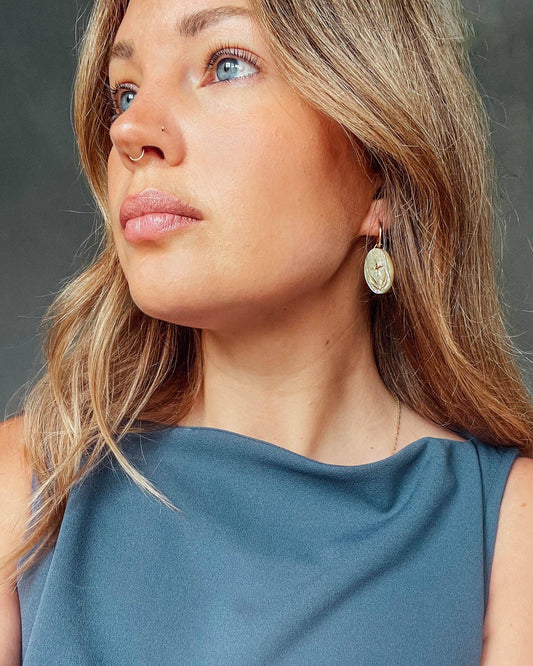 Celestial Seaweed Oval Hoop Earrings