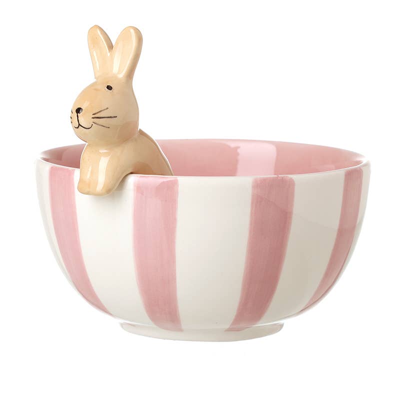 PINK STRIPE RABBIT BOWL