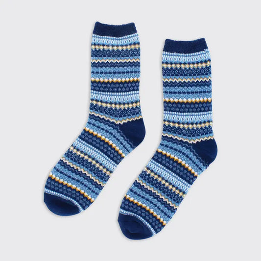 Men's Fairisle Cabin Socks - Blue