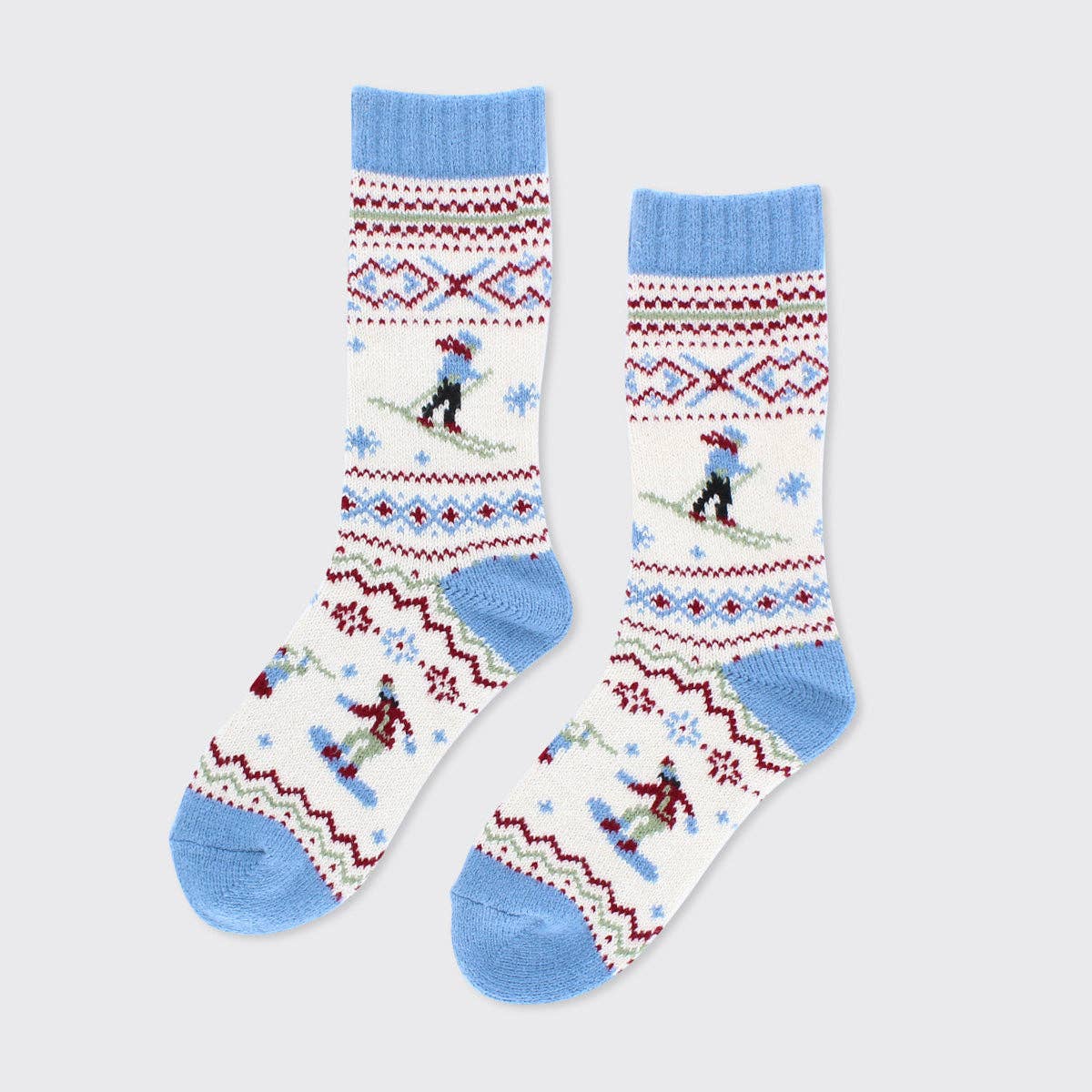 Super Soft Ski Winter Socks - Blue/Burgundy