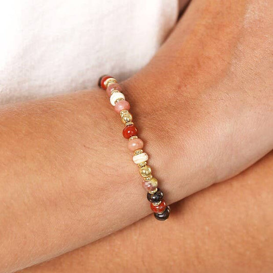 Autumnal Mixed Beaded Bracelet in Gold