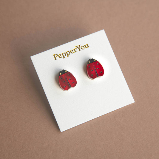 Garden Lady Bug Stud Earrings