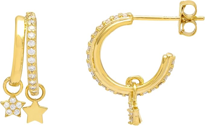 Duo Pave Star Hoops