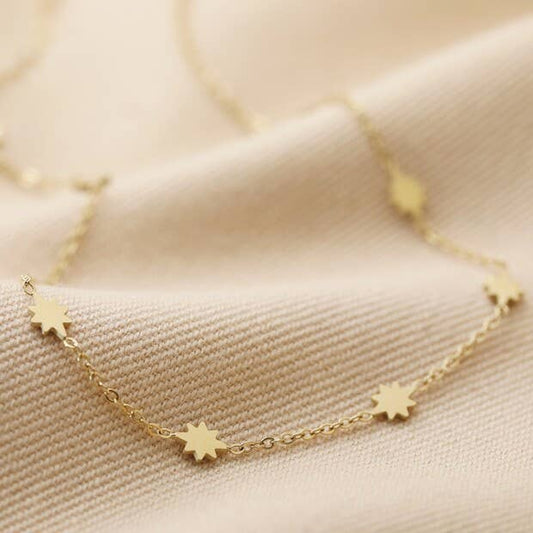 Long Starry Necklace in Gold