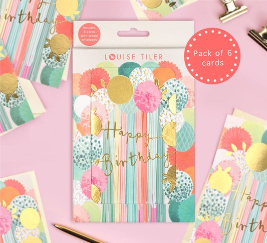 Happy Birthday Balloon Arch Cards | Boxed Pack of 6