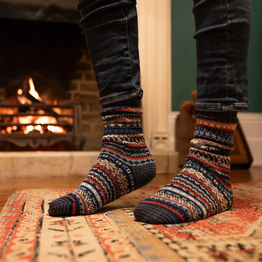 Men's Fairisle Super Soft Socks - Navy