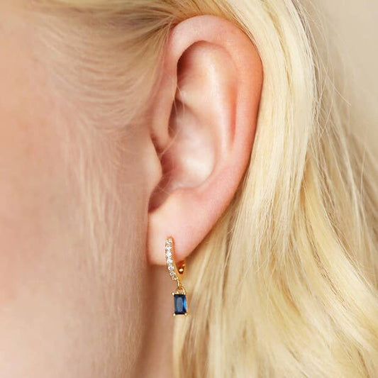 Montana Gemstone and Crystal Huggies in Gold