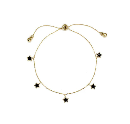 Five enamel coloured stars adjustable bracelet