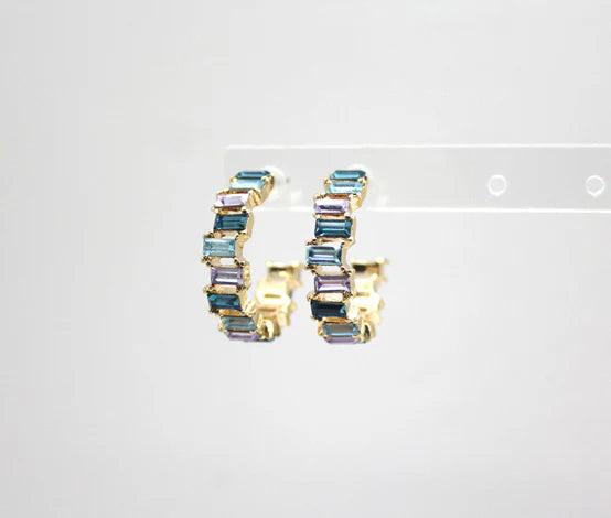 Colourful stone earring hoops