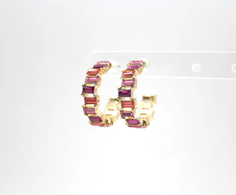 Colourful stone earring hoops