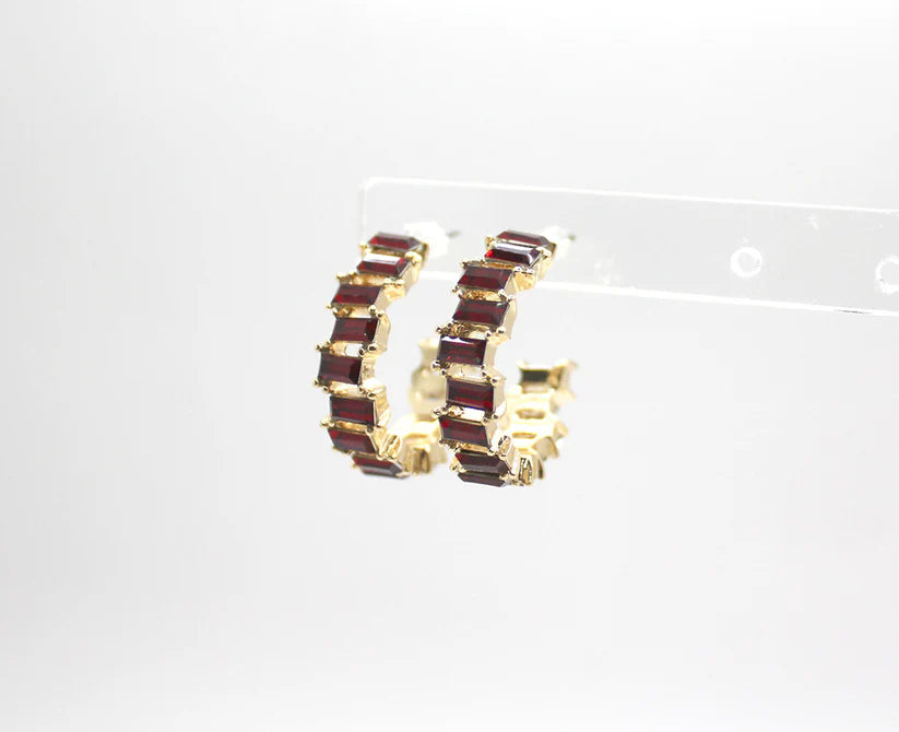 Colourful stone earring hoops