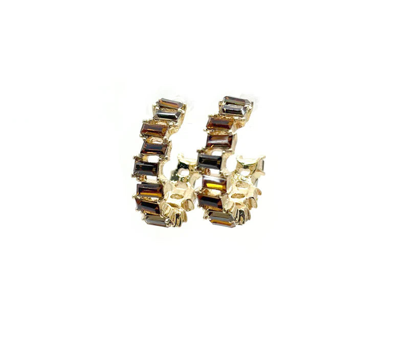 Colourful stone earring hoops