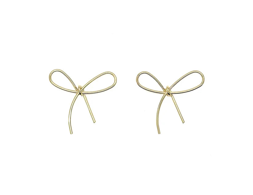 Ribbon brass earring studs