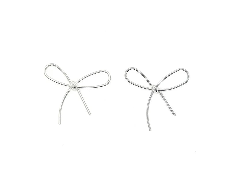 Ribbon brass earring studs