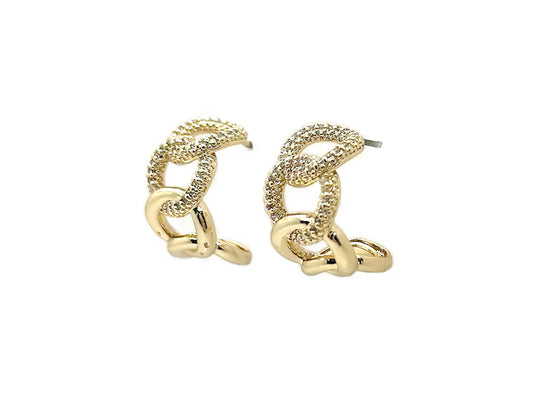 Brass link hoop earrings