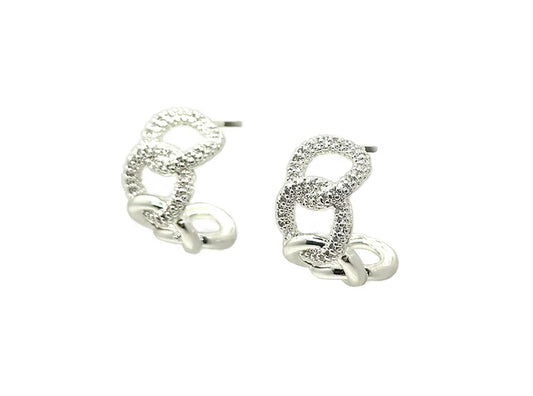 Brass link hoop earrings