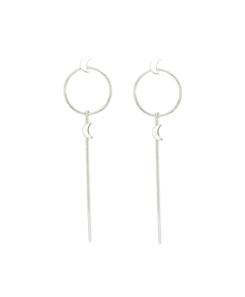 Long drop moon earrings