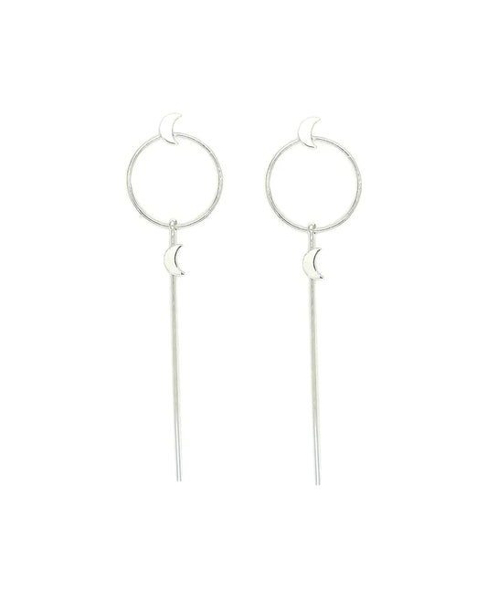 Long drop moon earrings