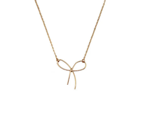 Small brass ribbon pendant necklace