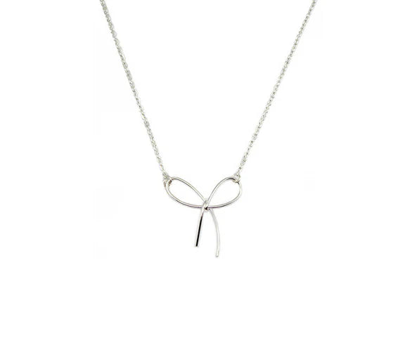 Small brass ribbon pendant necklace