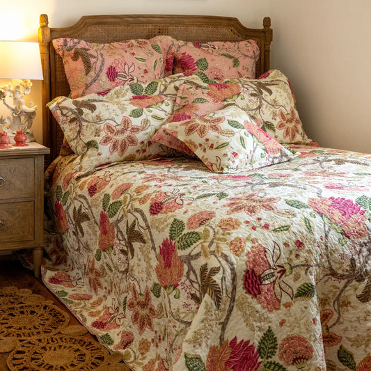 Constance Soft Pink Patchwork Bedspread - One Size