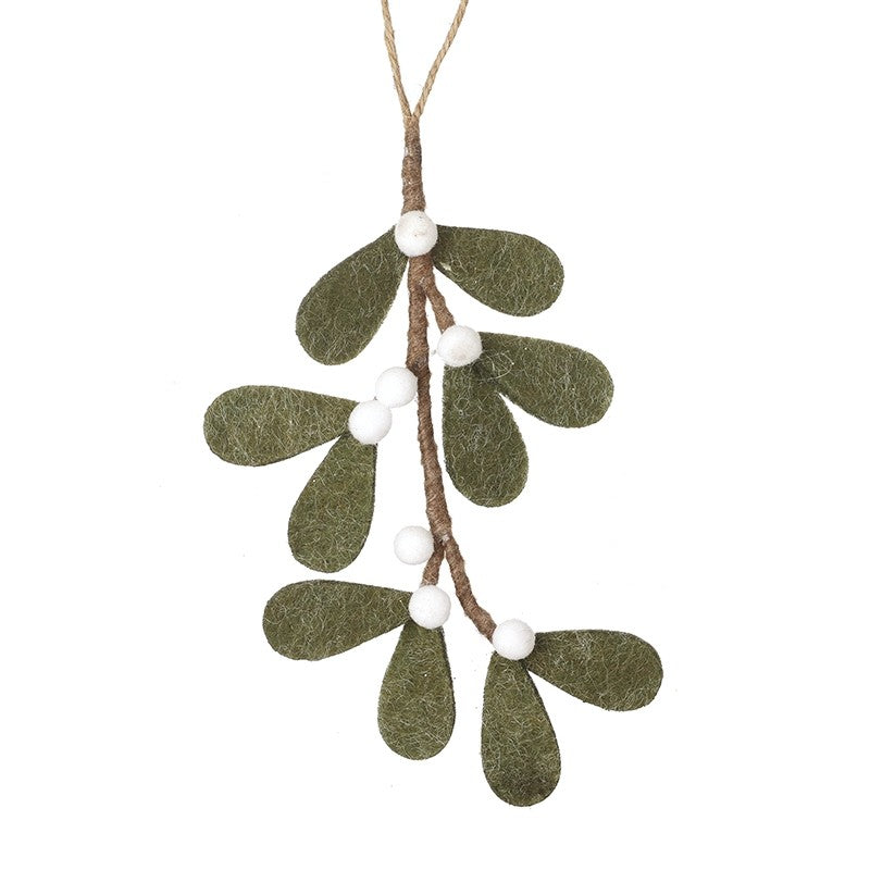 Green Felt Mistletoe Hanging Decoration