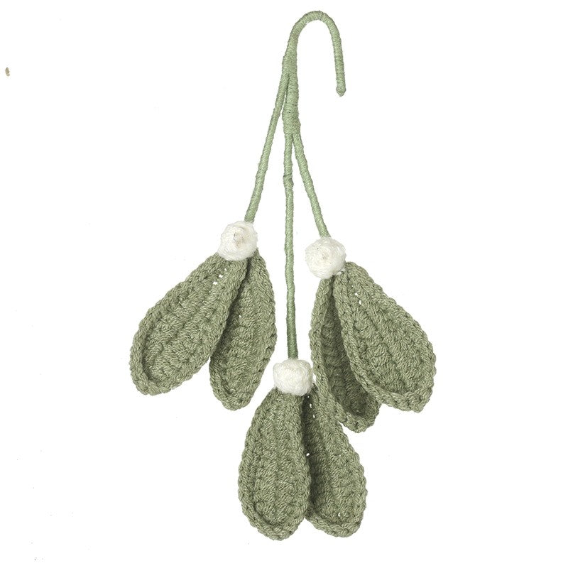 Green Knitted Mistletoe Hanging Decor