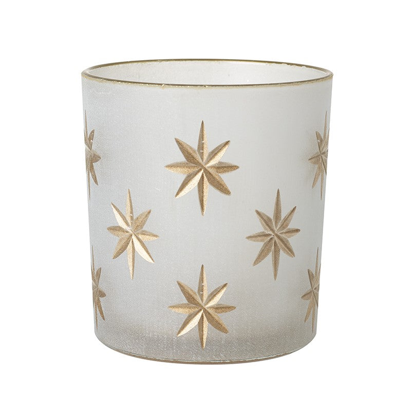 Frosted Glass Gold Stars T-Light
