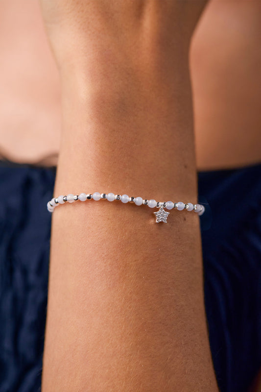 Teens Unite - Blue Lace Agate Cz Star Drop Louise Bracelet