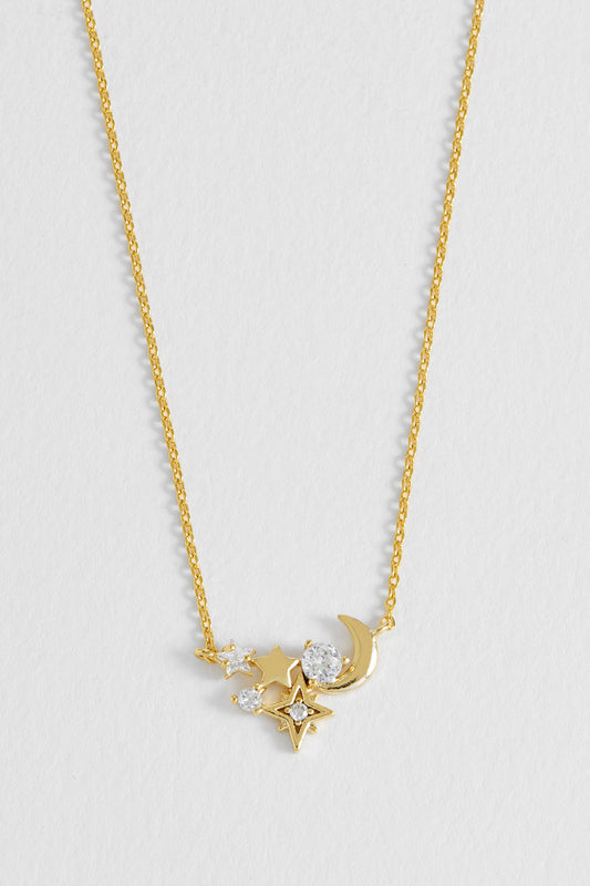 Moon and Stars Cluster Necklace