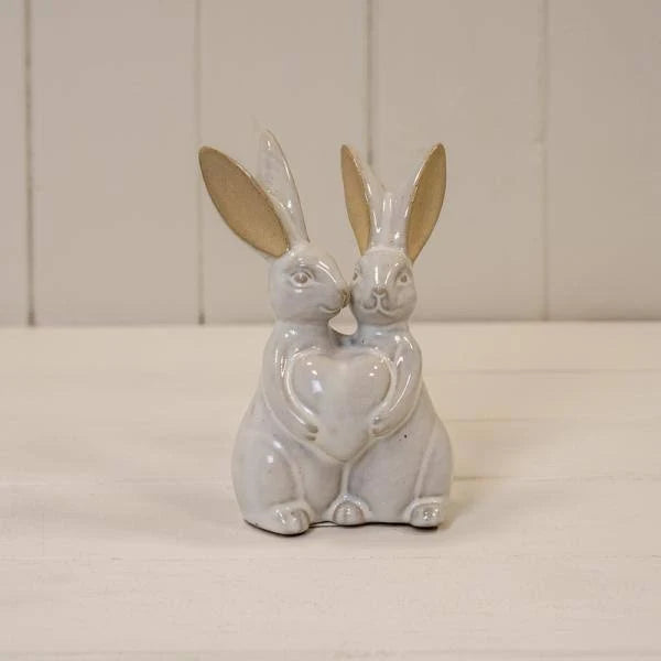 Glazed Ceramic Rabbit Ornament with Textured Detail