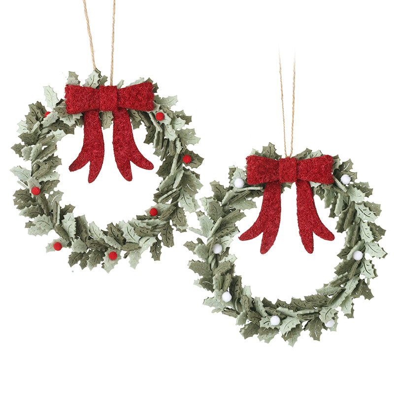 Felt Holly Leaf Hanging Wreath Decorations