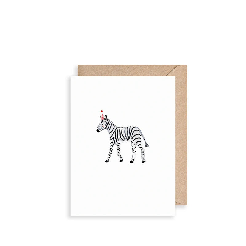 Zebra and Party Hat Mini Card