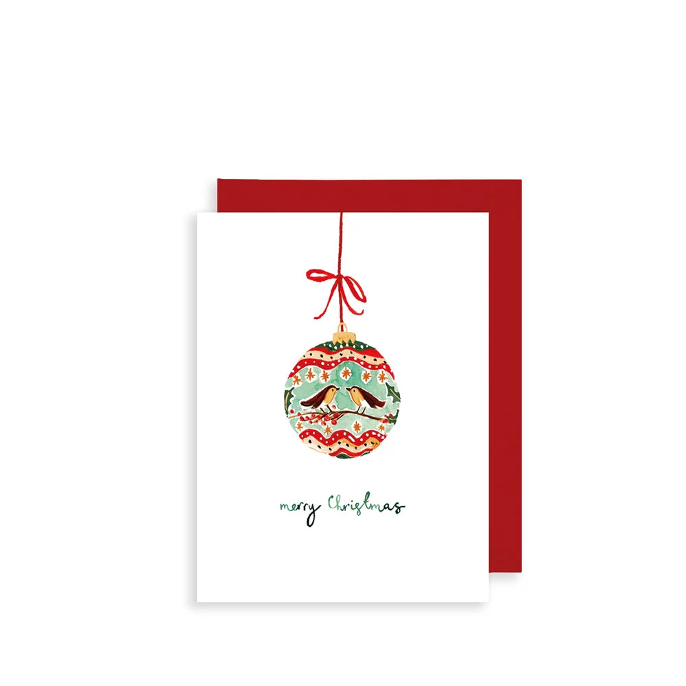 Robins Bauble Merry Christmas Bijou Mini Christmas Card