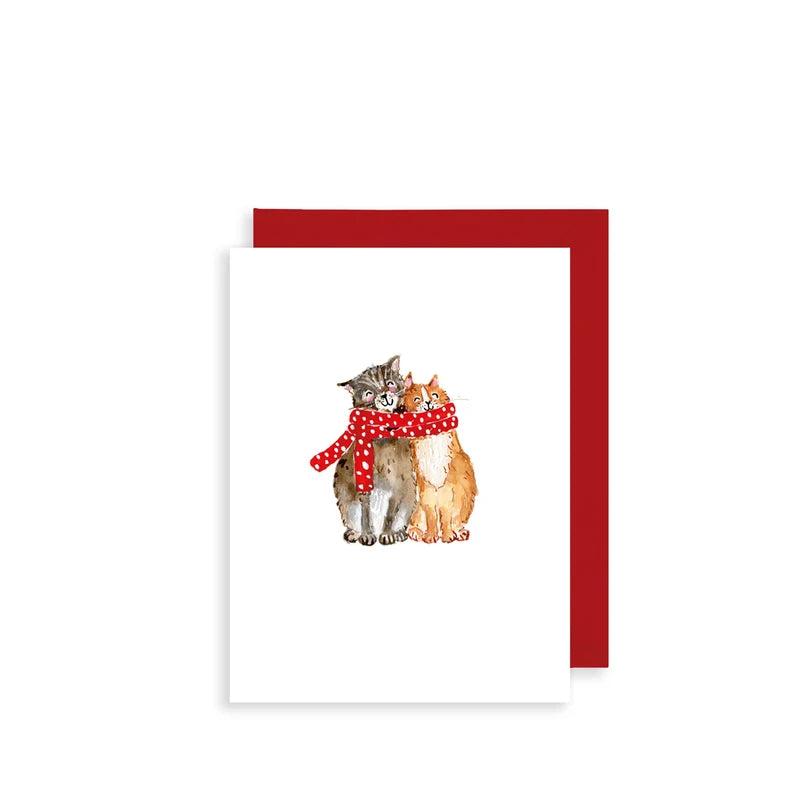 Cosy Cats and Scarf Bijou Mini Christmas Card