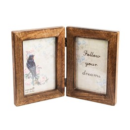 Double Dark Wood Photo Frame