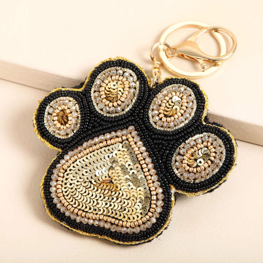 Beaded Pawprint Keyring & Bag Charm