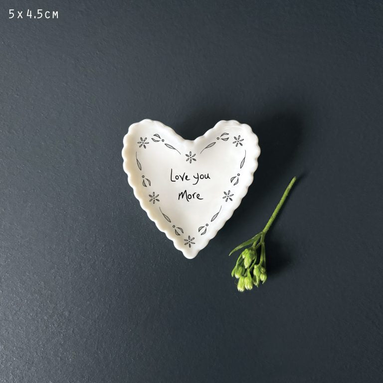 Porcelain Small Scallop Heart Dish - Love You More