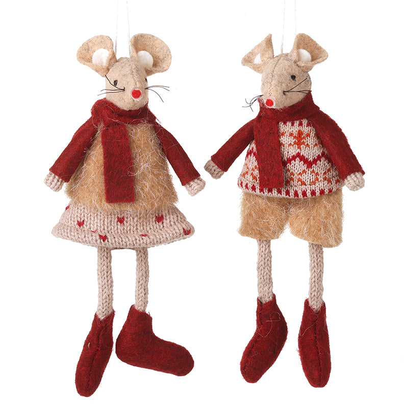 Taupe Felt Boy & Girl Mice Decor Mix 2