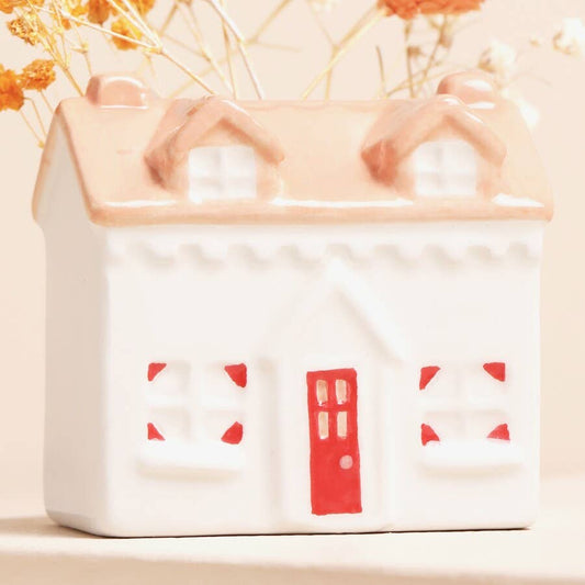 Tiny Ceramic House Bud Vase