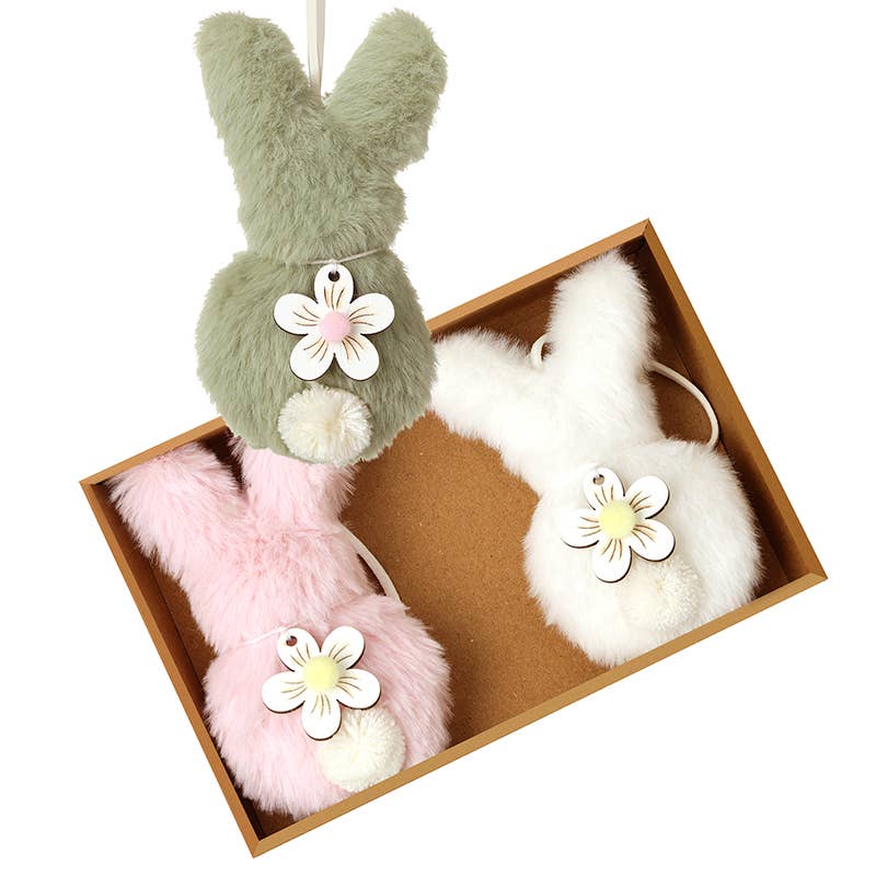 FLUFFY RABBIT DECORATIONS SET 3