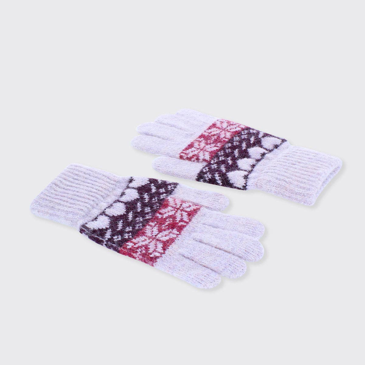 Winter Heart Gloves - Pink/Plum
