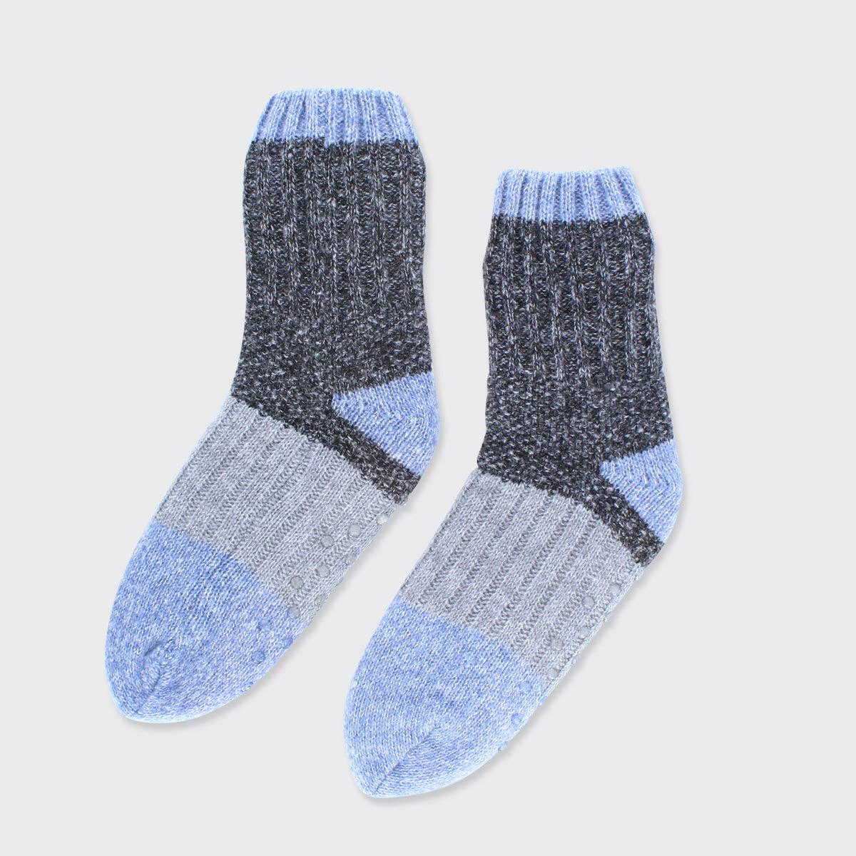 Men's Cosy Slipper Socks - Charcoal Grey/Blue