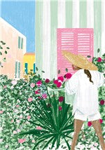 Lady Watering Plants Card
