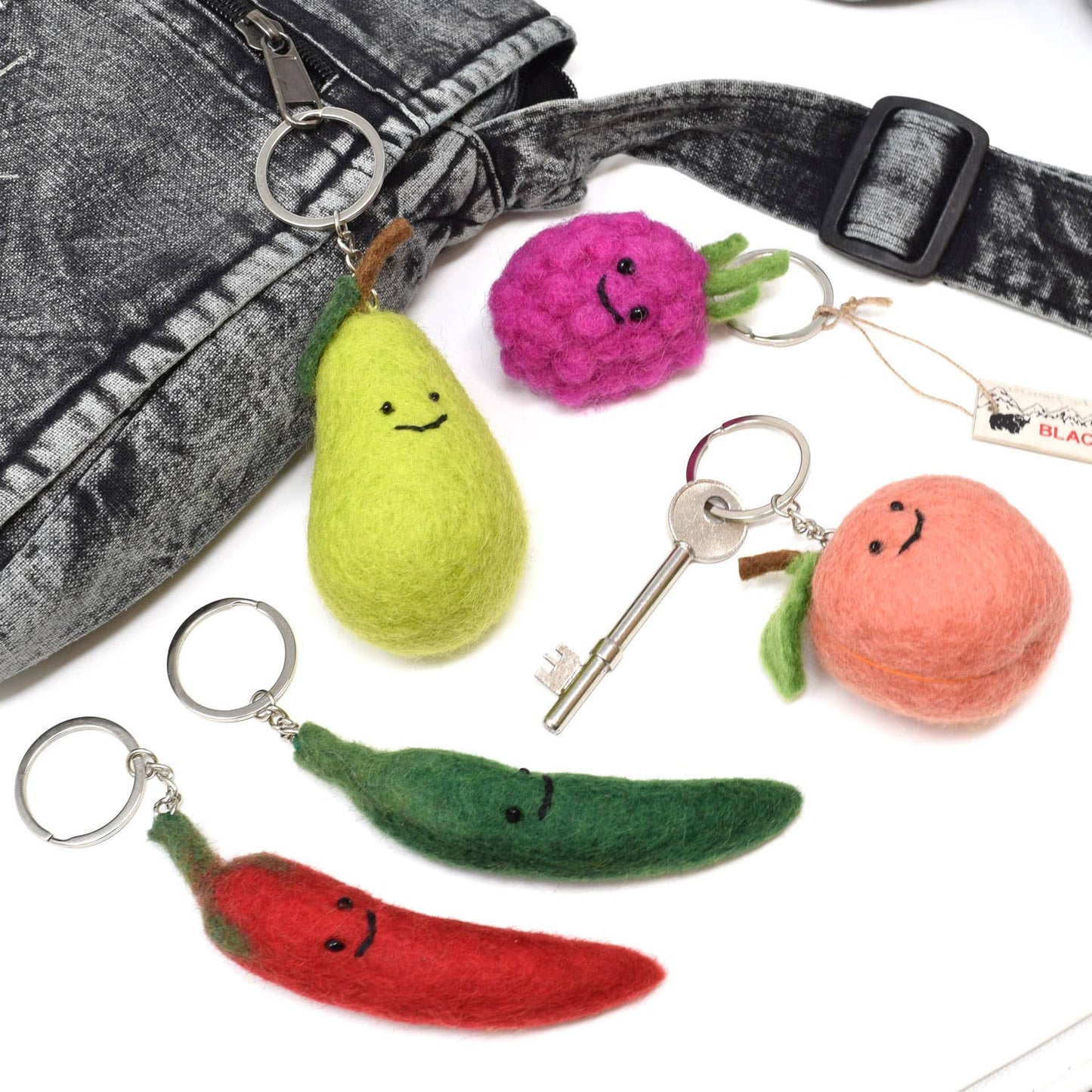 Felt Keychain - Raspberry Felt Bag Charm