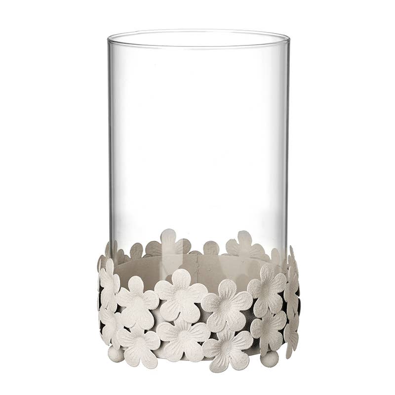 WHITE FLOWER BASE CANDLE HOLDER