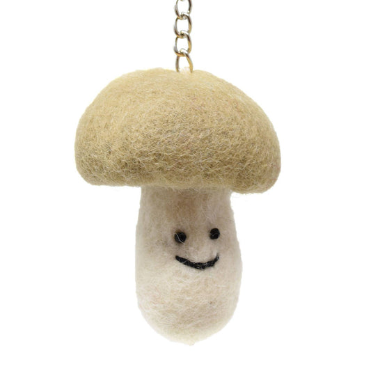 Felt Keychain - Brown Mushroom Keyring